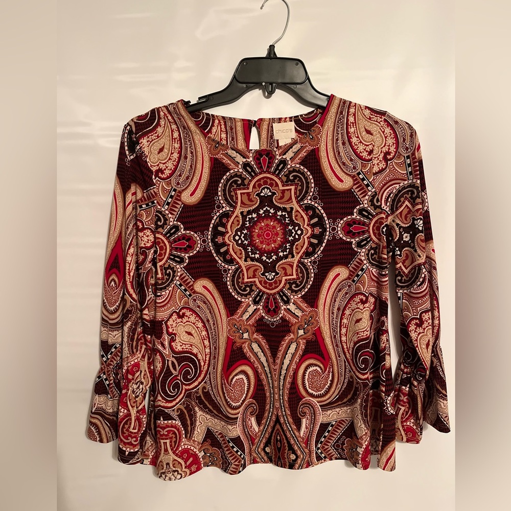 Chicos top size 1 long sleeve multi color